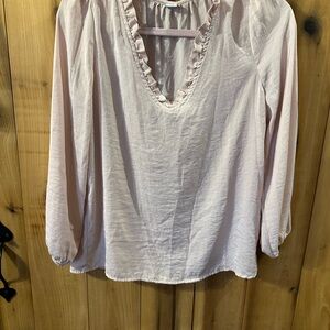 Old Navy Light Pink Ruffle V-Neck Blouse